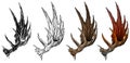 Cartoon big moose horns or antlers vector set Royalty Free Stock Photo