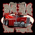 Cartoon big rig tow truck with vintage lettering poster Royalty Free Stock Photo