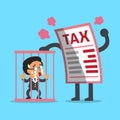 Cartoon big tax letter with businessman in prison Royalty Free Stock Photo