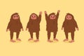 Cartoon bigfoot sasquatch character collection Vector illustration. Royalty Free Stock Photo