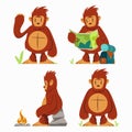 Cartoon bigfoot sasquatch character collection Vector illustration. Royalty Free Stock Photo