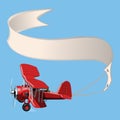 Cartoon Biplane with banner Royalty Free Stock Photo