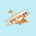 cartoon biplane design vector icon flat isolated illustration Royalty Free Stock Photo