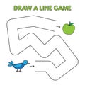 Cartoon Bird Draw a Line Game for Kids