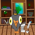 Cartoon Bird holding scroll paper