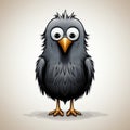 Humorous Cartoon Crow With Big Eyes - Vector Illustration