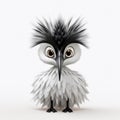 Cartoon Bird With Mohawk Hair: Monochrome Simplicity And Fantasy Style Royalty Free Stock Photo