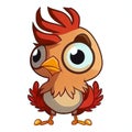 a cartoon bird with a red mohawk and big eyes