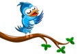 Cartoon Bird Singing on Tree Branch Royalty Free Stock Photo