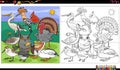 Cartoon birds animal characters coloring book page Royalty Free Stock Photo