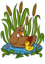 Cartoon birds for kids. Little cute duck. Royalty Free Stock Photo