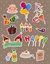 Cartoon birthday stickers