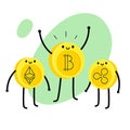 Cartoon bitcoin character.