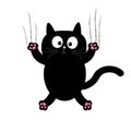 Cartoon black cat claw scratch glass. White background. Isolated. Flat design.