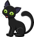 Cartoon black cat isolated on white background Royalty Free Stock Photo