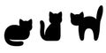 Cartoon black cat silhouette set Royalty Free Stock Photo