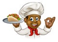 Cartoon Black Chef with Kebab