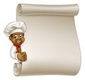Cartoon Black Chef Menu Scroll Royalty Free Stock Photo