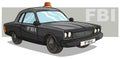 Cartoon black FBI police car with red flasher Royalty Free Stock Photo