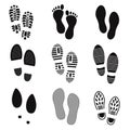 Cartoon Black Footprints Human Icon Set. Vector Royalty Free Stock Photo