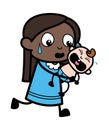 Cartoon Black Girl holding crying baby Royalty Free Stock Photo