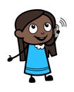 Cartoon Black Girl talking on Cell Phone Royalty Free Stock Photo