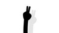 Cartoon black hand silhouette makes countdown