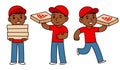 Cartoon Black pizza delivery boy