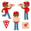 Cartoon Black pizza delivery boy