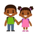 Cartoon Black school children Royalty Free Stock Photo