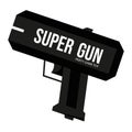 Cartoon black super gun isolated on white background. Party game toy gun for holiday games, party or event show.