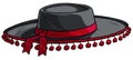 Cartoon black toreador or matador hat vector icon