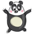 Cartoon black and white cute panda as naive children drawing