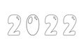 Cartoon black and white inscription from the numbers 2022. New Year. Royalty Free Stock Photo