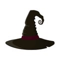 Cartoon black witch hat isolated on white background. Children kid costume masquerade party. Design element for Halloween. Vector Royalty Free Stock Photo