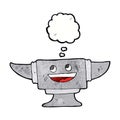 cartoon blacksmith anvil with thought bubble