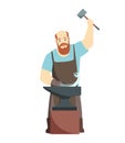 Cartoon blacksmith worker, isolated on white background. Colorful cartoon icon.