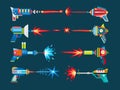 Cartoon blaster laser gun vector weapon set