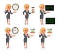 Cartoon blond business woman deadline set