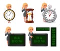 Cartoon blond business woman deadline set 2