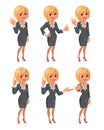 Cartoon blond business woman gestures set