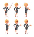 Cartoon blond business woman presentation set