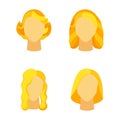 Cartoon blond girl hairstyle set