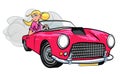 Cartoon of blonde girl driving a sports car Royalty Free Stock Photo
