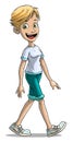 Cartoon blonde smiling girl character vector