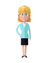 Cartoon blonde woman business with jacket skirt