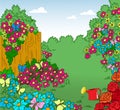 Cartoon blossoming garden