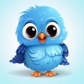 a cartoon blue bird with big eyes on a white background Royalty Free Stock Photo