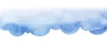 Cartoon blue cumulus cloud illustration. Cloud shaped background. Watercolor fill gradient from pale to saturated from bright to