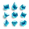 Cartoon blue different shapes crystals